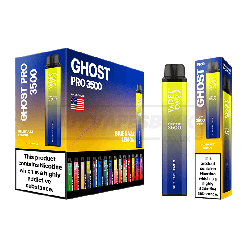 Vapes Bars Ghost Pro 3500 Blue Razz Lemon 10 Pack | Buy Vapes Bulk