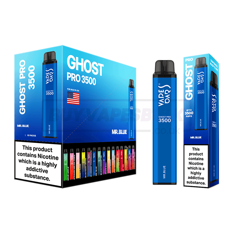 Mr Blue Vapes Bars Ghost Pro 3500 Disposable Vape 10 Pack