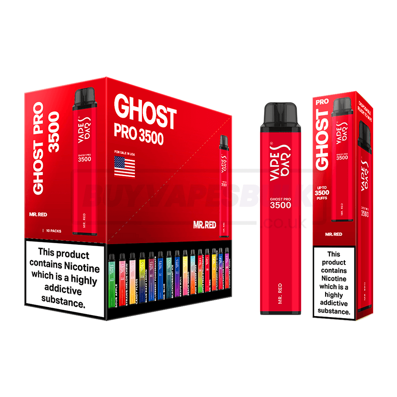 Mr Red Vapes Bars Ghost Pro 3500 Disposable Vape 10 Pack