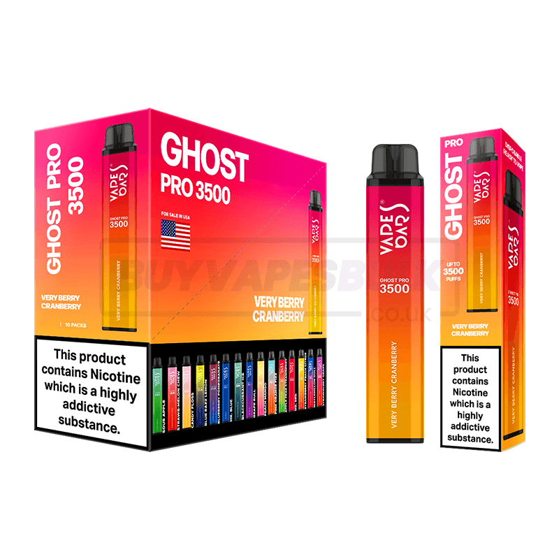 Very Berry Cranberry Vapes Bars Ghost Pro 3500 Disposable Vape 10 Pack